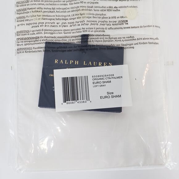 Ralph Lauren Organic Cotton Percale Palmer Sham Loft Gray Euro Sham NWT - Picture 4 of 4